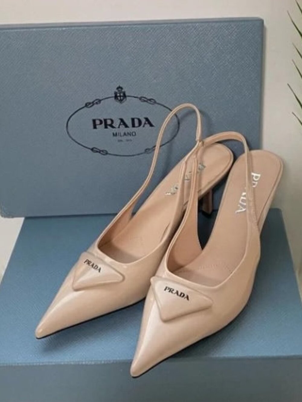 Prada Women's Beige Slingback Heels